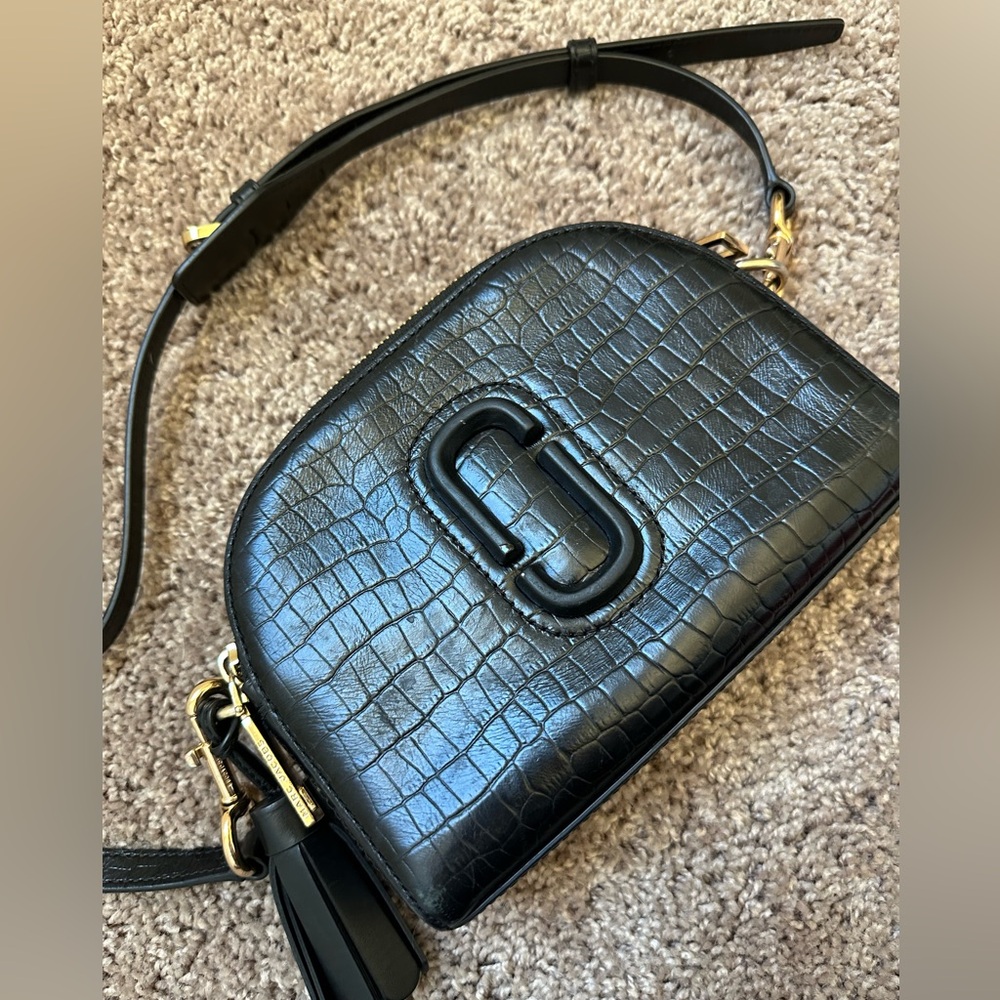 Marc Jacobs The Shutter Embossed Crossbody Shoulder Bag In Black